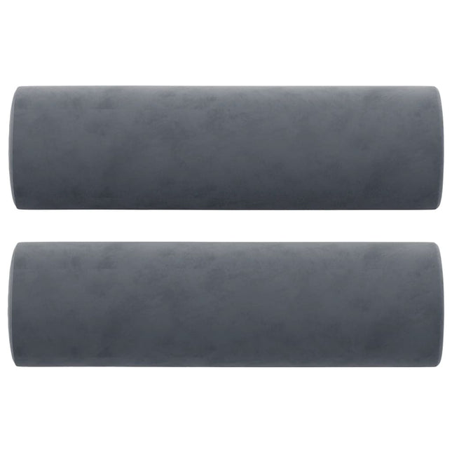 Cuscini Decorativi 2 pz Grigio Scuro ÃƒËœ15x50 cm in Velluto