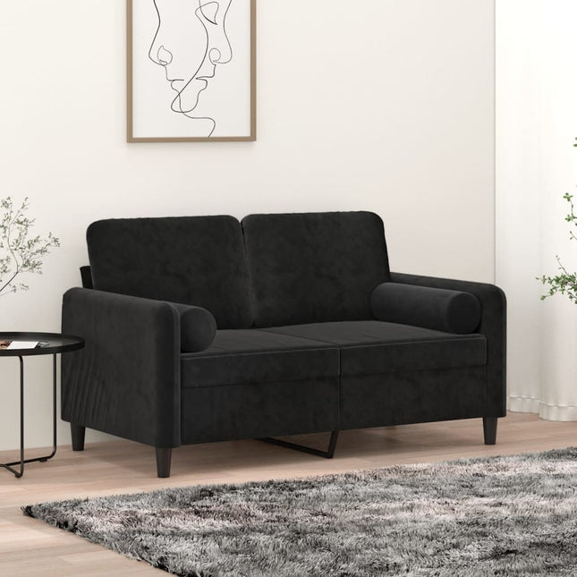 Cuscini Decorativi 2 pz Nero Ã˜15x50 cm in Velluto
