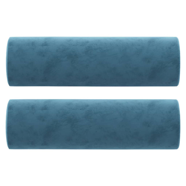 Cuscini Decorativi 2 pz Blu Ã˜15x50 cm in Velluto