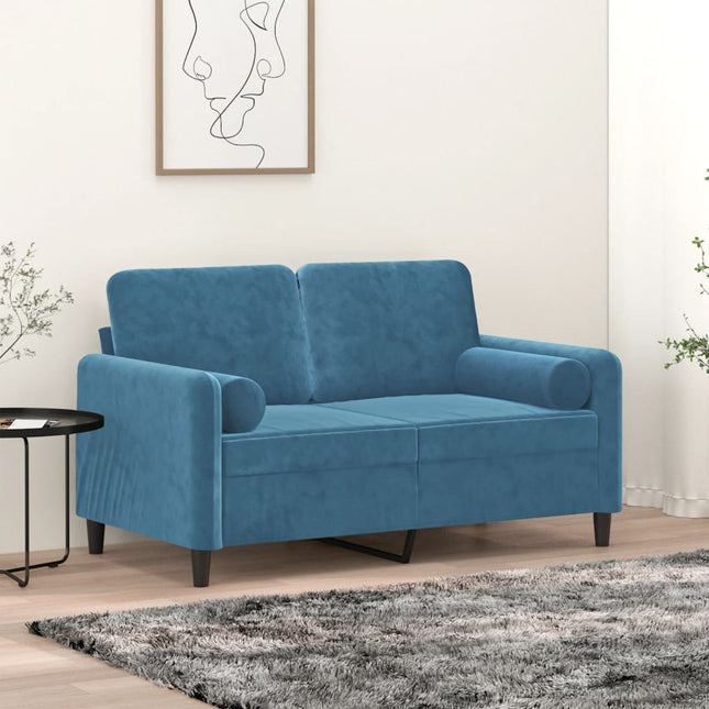Cuscini Decorativi 2 pz Blu Ã˜15x50 cm in Velluto