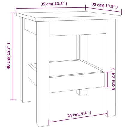 Tavolino da Salotto Grigio 35x35x40 cm Legno Massello di Pino