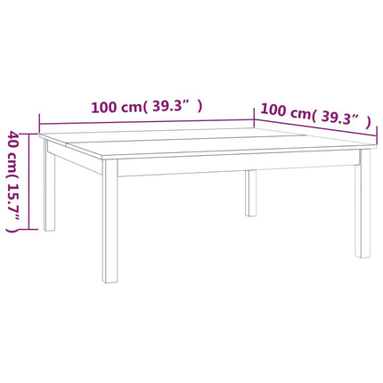 Tavolino da Salotto Marrone Cera 100x100x40 cm Legno di Pino