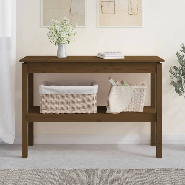 Tavolo Consolle Ambrato 110x40x75 cm in Legno Massello di Pino
