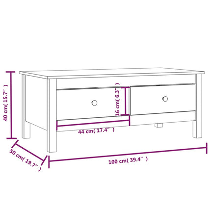 Tavolino da Salotto ambra 100x50x40 cm Legno Massello di Pino