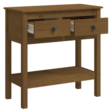 Tavolo Consolle Marrone Ambra 75x35x75cm Legno Massello di Pino