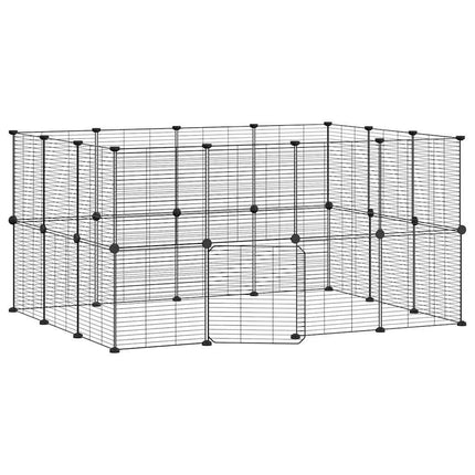 Gabbia per Animali 28 Pannelli con Porta Nero 35x35 cm Acciaio