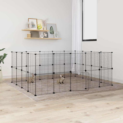 Gabbia per Animali 36 Pannelli con Porta Nera 35x35 cm Acciaio