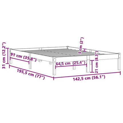 Giroletto senza Materasso 135x190 cm in Legno di Pino Full