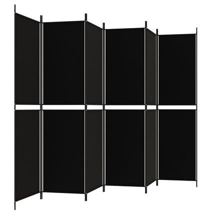 Divisorio a 6 Pannelli Nero 300x200 cm in Tessuto