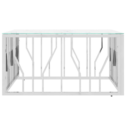 Tavolino da Salotto Argento 80x80x40 cm in Acciaio Inox e Vetro