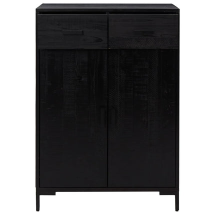 Scarpiera Nera 75x40x110 cm in Legno Massello di Pino