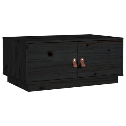 Tavolino da Salotto Nero 80x50x35 cm in Legno Massello di Pino