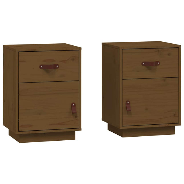 Comodini ambra 2 pz 40x34x55 cm in Legno Massello di Pino