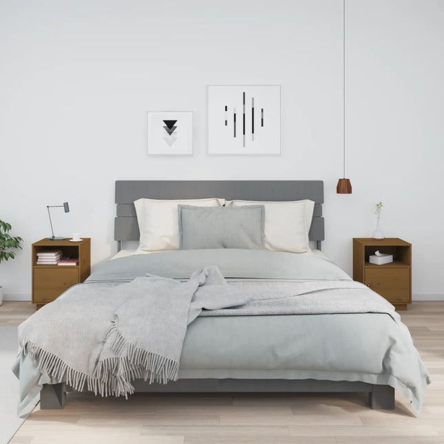 Comodini Ambrati 2 pz 40x34x55 cm in Legno Massello di Pino