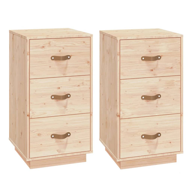 Comodini 2 pz 40x40x75 cm in Legno Massello di Pino