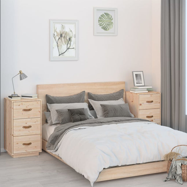 Comodini 2 pz 40x40x75 cm in Legno Massello di Pino
