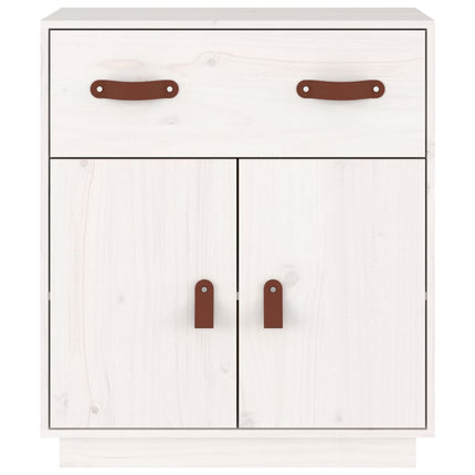 Credenza Bianca 65,5x40x75 cm in Legno Massello di Pino