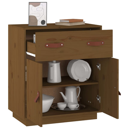 Credenza Ambrata 65,5x40x75 cm in Legno Massello di Pino