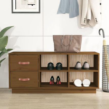 Scarpiera Ambrata 100x34x45 cm in Legno Massello di Pino