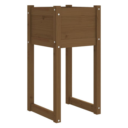 Fioriera Marrone Ambra 40x40x81 cm in Legno Massello di Pino