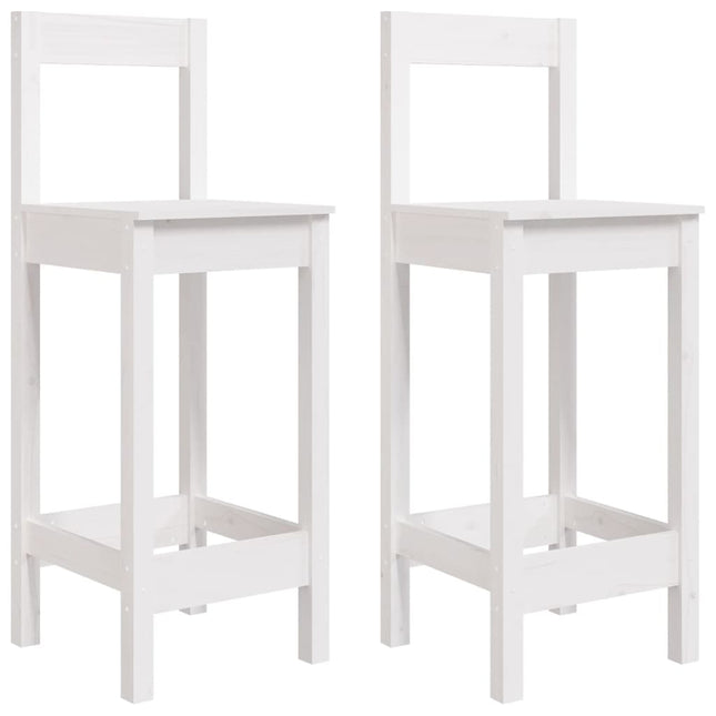 Sedie da Bar 2 pz Bianche 40x41,5x112 cm Legno Massello di Pino
