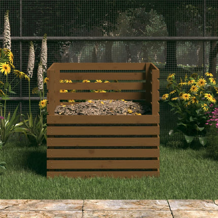 Compostiera Marrone Ambra 80x80x78 cm in Legno Massello di Pino