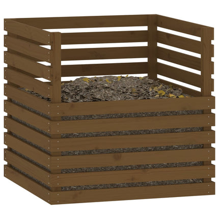 Compostiera Marrone Ambra 80x80x78 cm in Legno Massello di Pino