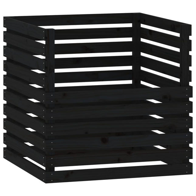 Compostiera Nera 80x80x78 cm in Legno Massello di Pino