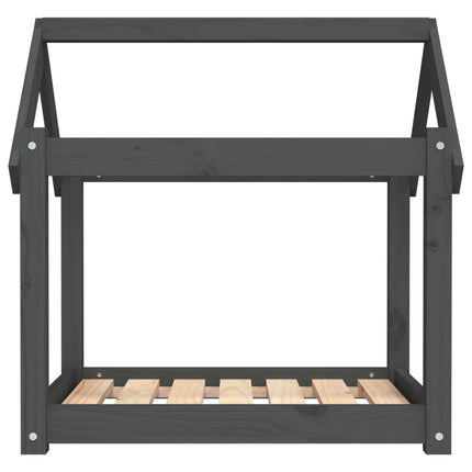 Cuccia per Cani Grigia 71x55x70 cm in Legno Massello di Pino
