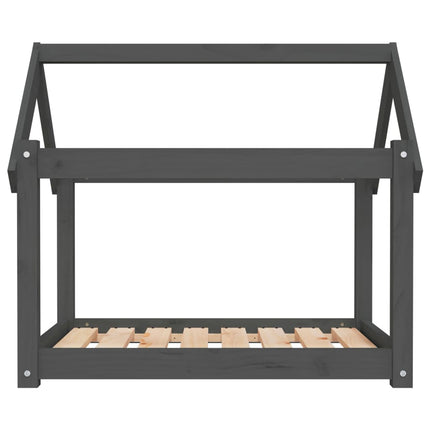 Cuccia per Cani Grigia 81x60x70 cm in Legno Massello di Pino