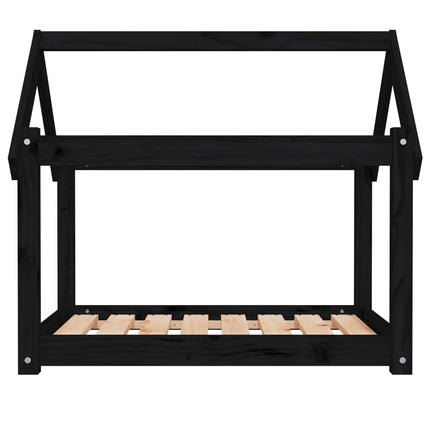 Cuccia per Cani Nera 81x60x70 cm in Legno Massello di Pino