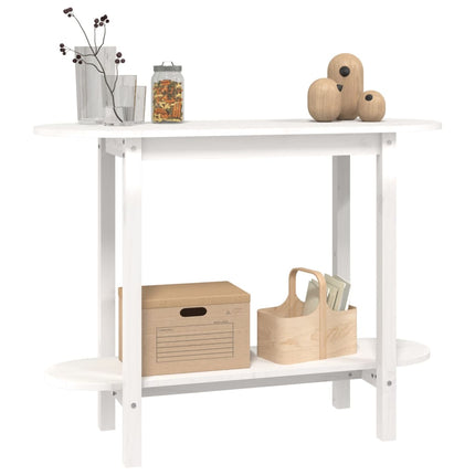 Tavolo Consolle Bianco 110x40x80 cm in Legno Massello di Pino