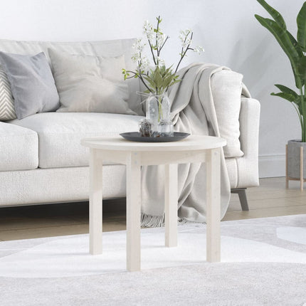 Tavolino da Salotto Bianco ÃƒËœ 55x45 cm in Legno Massello di Pino