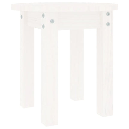 Tavolino da Salotto Bianco Ã˜ 35x35 cm in Legno Massello di Pino