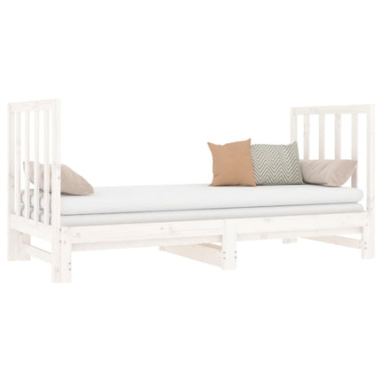 Dormeuse Estraibile Bianca 2x(90x190) cm Legno Massello di Pino