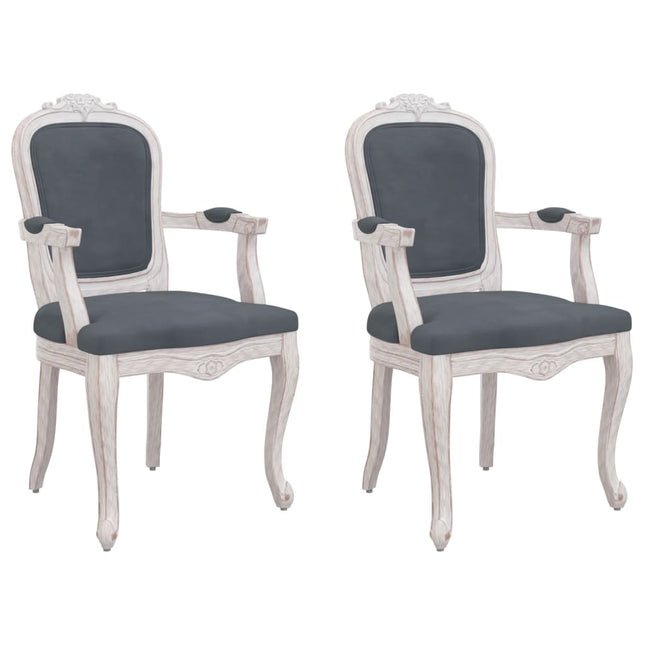 Sedie da Pranzo 2 pz Grigio Scuro 62x59,5x100,5 cm Velluto