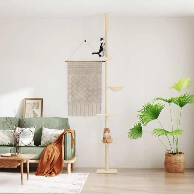 Albero per Gatti da Pavimento a Soffitto Crema 263,5-289,5 cm