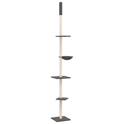 Albero per Gatti Pavimento Soffitto Grigio Scuro 263,5-289,5 cm