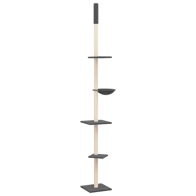 Albero per Gatti Pavimento Soffitto Grigio Scuro 263,5-289,5 cm
