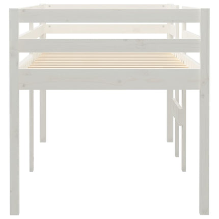 Letto a Soppalco Bianco 80x200 cm in Legno Massello di Pino