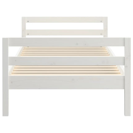 Letto senza Materasso Bianco 90x190 cm in Legno Massello Pino