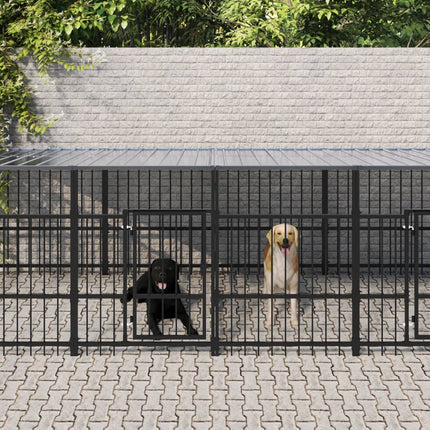 Gabbia per Cani da Esterno con Tetto in Acciaio 15,02 mÃ‚Â²