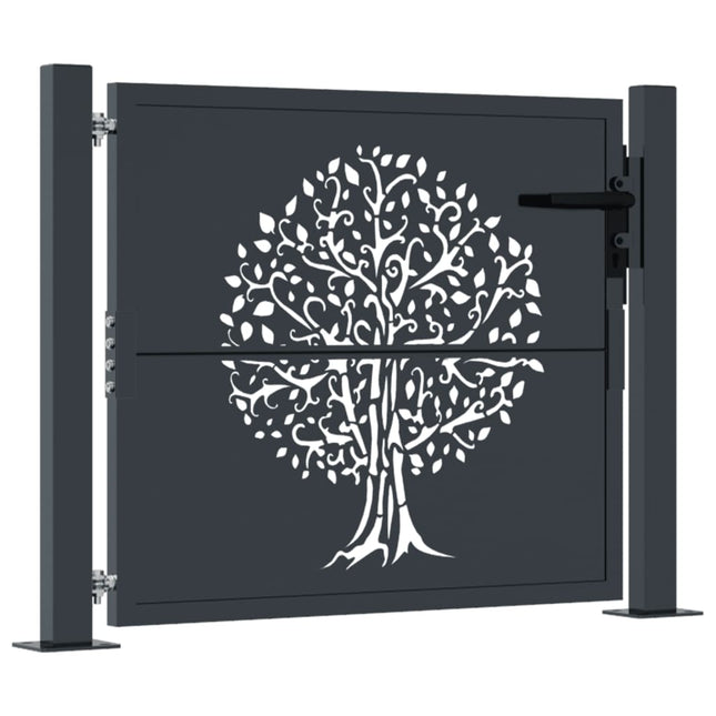 Cancello Giardino Antracite 105x105 cm in Acciaio Design Albero