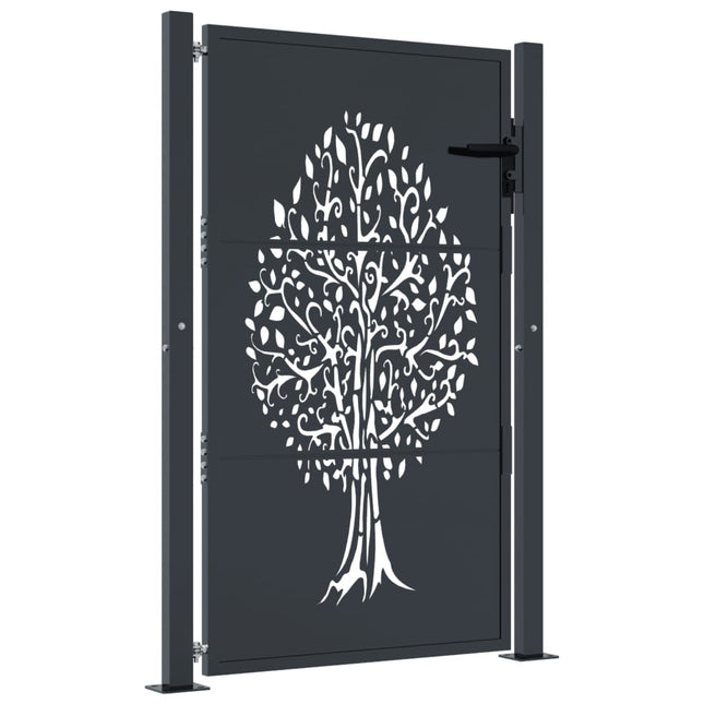Cancello Giardino Antracite 105x155 cm in Acciaio Design Albero