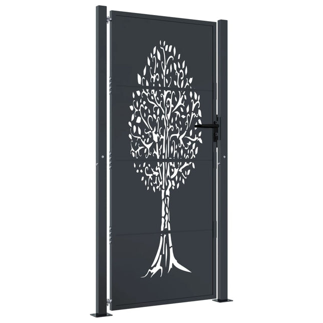 Cancello Giardino Antracite 105x180 cm in Acciaio Design Albero