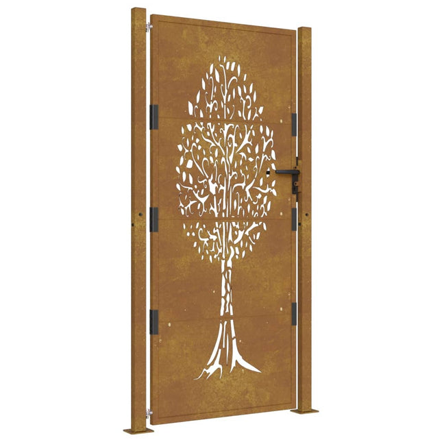 Cancello da Giardino 105x180 cm in Acciaio Corten Design Albero