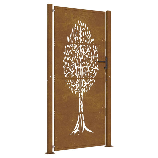 Cancello da Giardino 105x205 cm in Acciaio Corten Design Albero