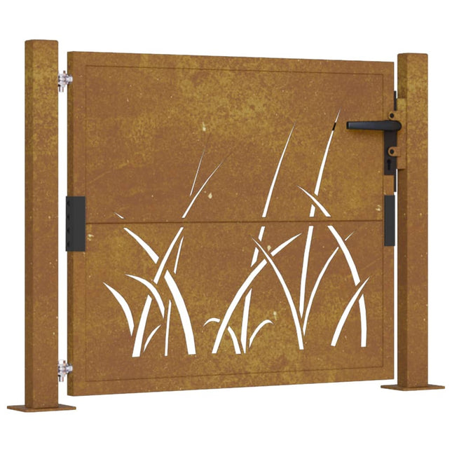 Cancello da Giardino 105x80 cm in Acciaio Corten Design Erba