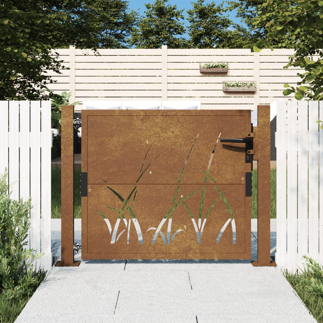 Cancello da Giardino 105x80 cm in Acciaio Corten Design Erba