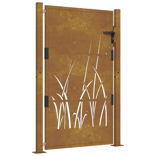 Cancello da Giardino 105x155 cm in Acciaio Corten Design Erba